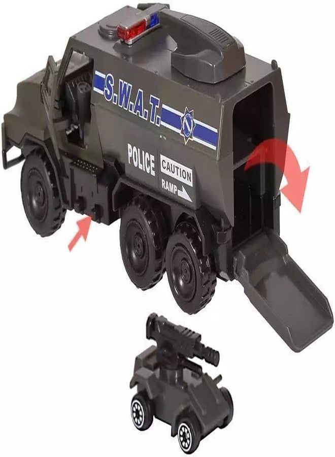 Oupstrive 1:32 Militaray Truck Metal Toy Car Model Pull Back Vehicles Model Car with Sound and Light for Kids Friction Power Toy Trucks Perfect for 3+ Years Old Boys and Girls (Militaray Truck) - Image 3
